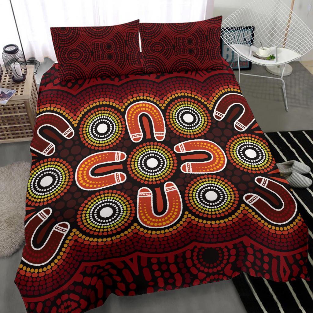 ABoriginal Bedding Set - Aboriginal Dot Painting Flowers Style - Vibe Hoodie Shop