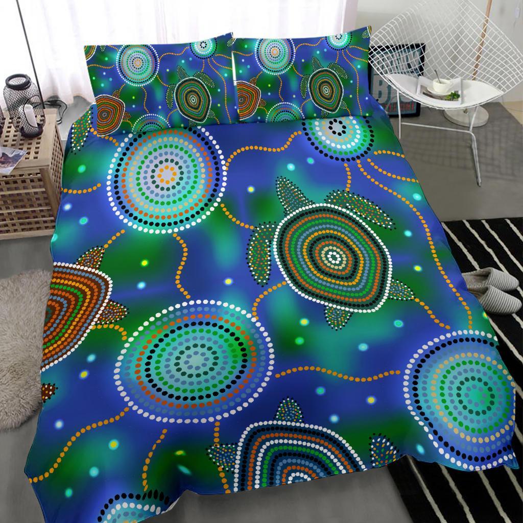 Aboriginal Bedding Set - Indigenous Turtle Dreaming - Vibe Hoodie Shop