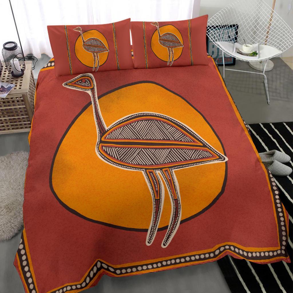 Aboriginal Bedding Set - Indigenous Emu - Vibe Hoodie Shop