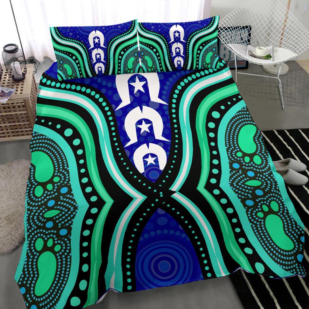 Torres Strait Bedding Set - Torres Strait Symbol And Aboriginal Patterns - Vibe Hoodie Shop