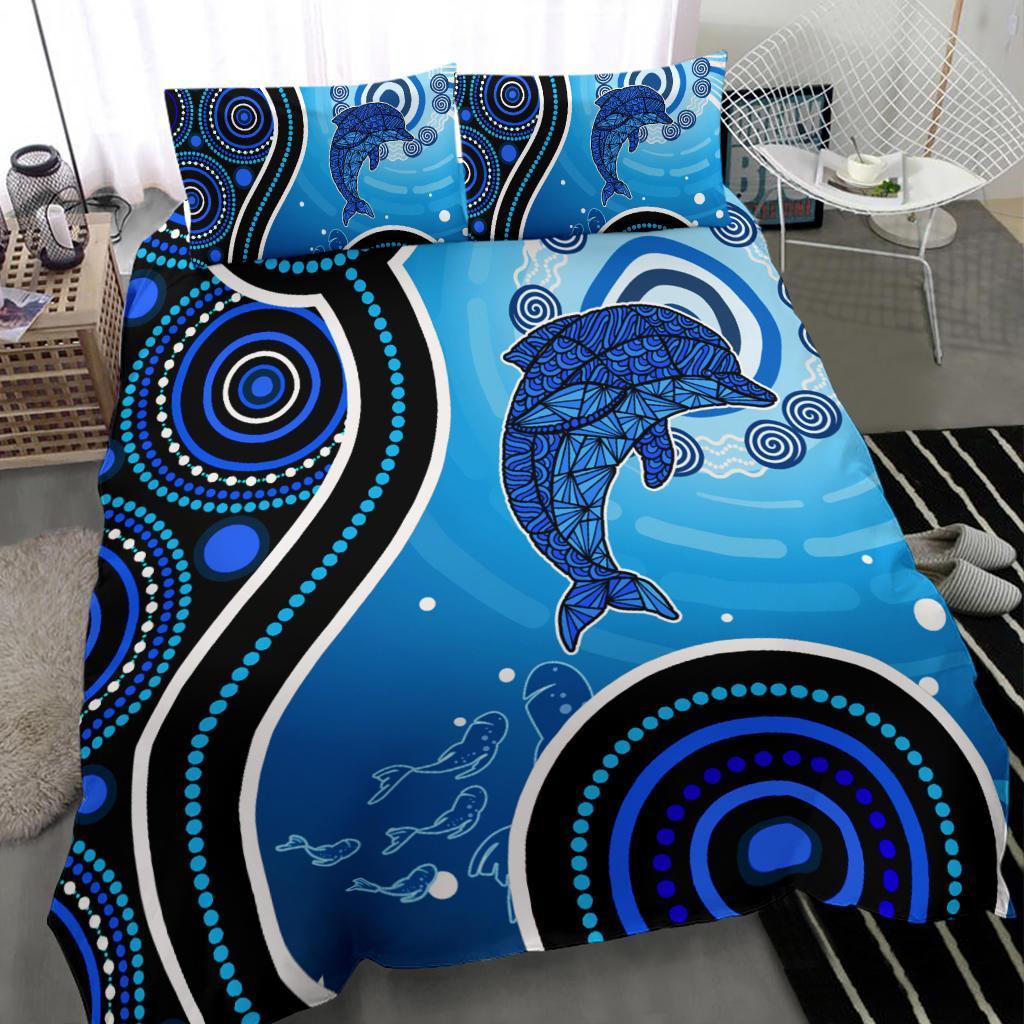 Aboriginal Bedding Set - Dolphin And Aboriginal Dot Patterns - Vibe Hoodie Shop