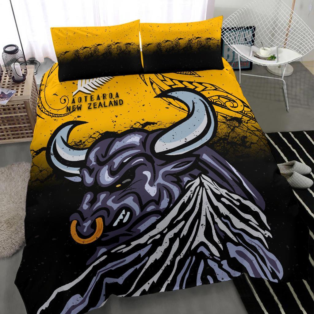 New Zealand Maori Bedding Set Taranaki Bull - Vibe Hoodie Shop