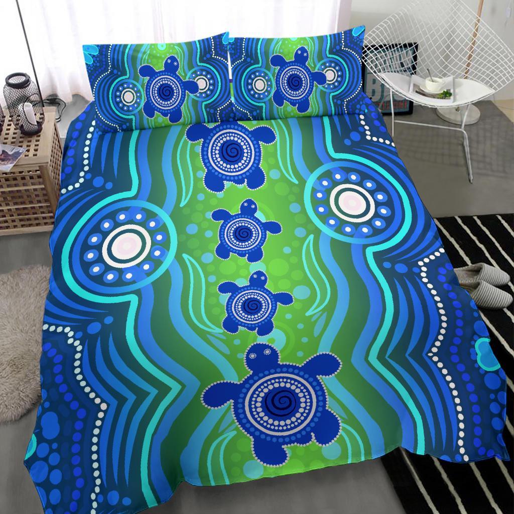 Aboriginal Bedding Set - Aboriginal Turtle Family - Vibe Hoodie Shop