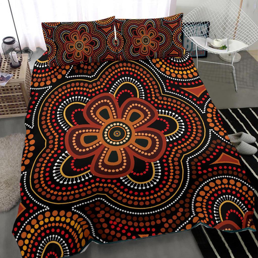 ABoriginal Bedding Set - Aboriginal Dot Painting Flowers Style Ver02 - Vibe Hoodie Shop