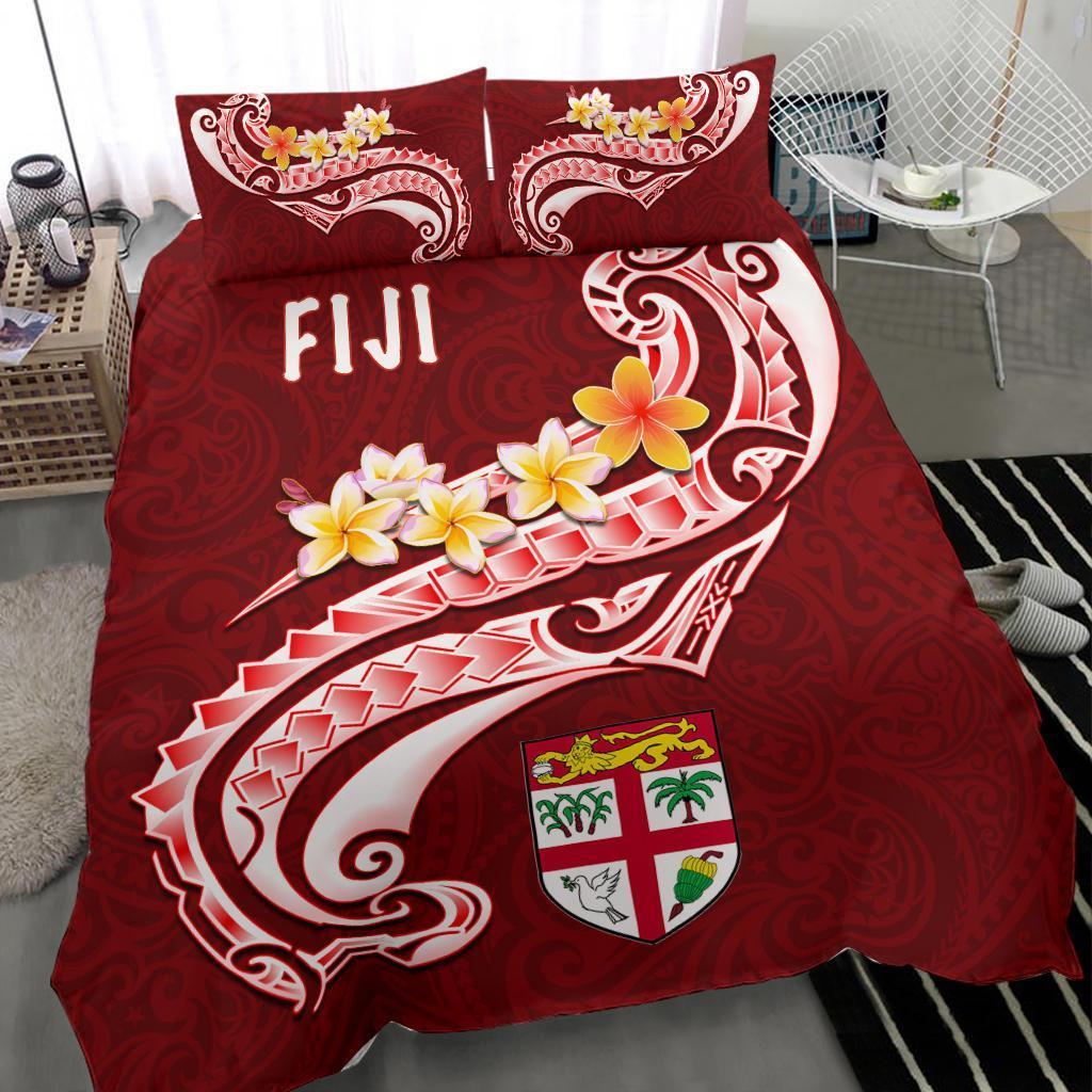 Fiji Bedding Set - Fiji Seal Polynesian Patterns Plumeria (Red) - Vibe Hoodie Shop
