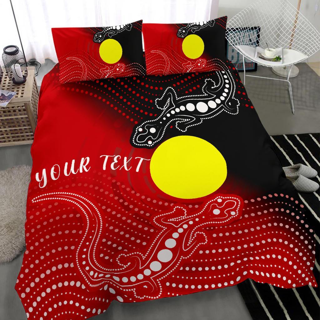 Custom Aboriginal Bedding Set - Two Indigenous Lizard - Vibe Hoodie Shop