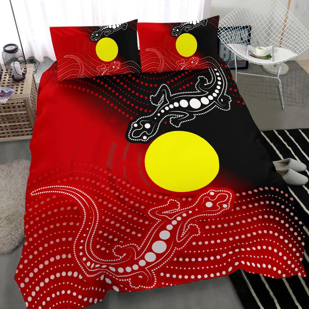 Aboriginal Bedding Set - Two Indigenous Lizard - Vibe Hoodie Shop