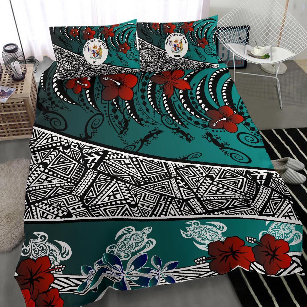 Niue Bedding Set - Lizard And Turtle Green - Vibe Hoodie Shop