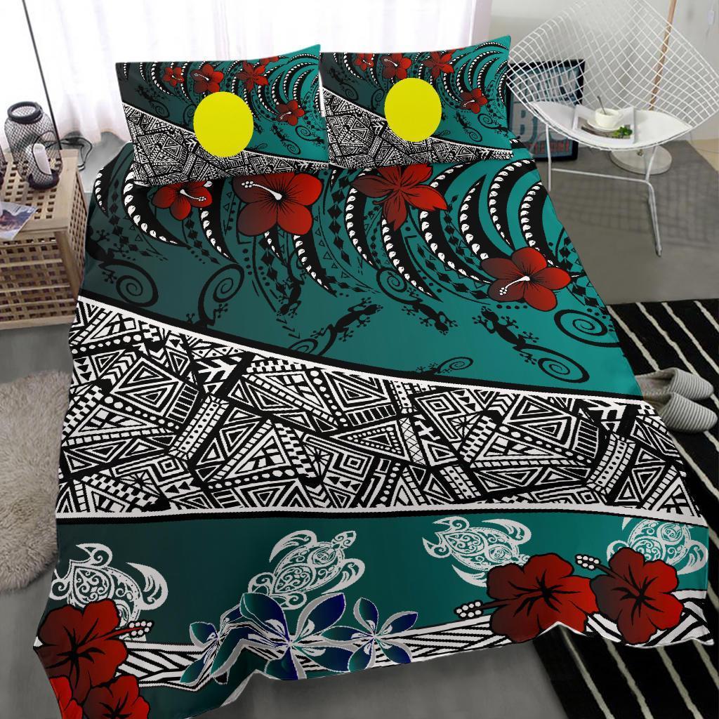 Palau Polynesian Bedding Set - Lizard And Turtle Green - Vibe Hoodie Shop