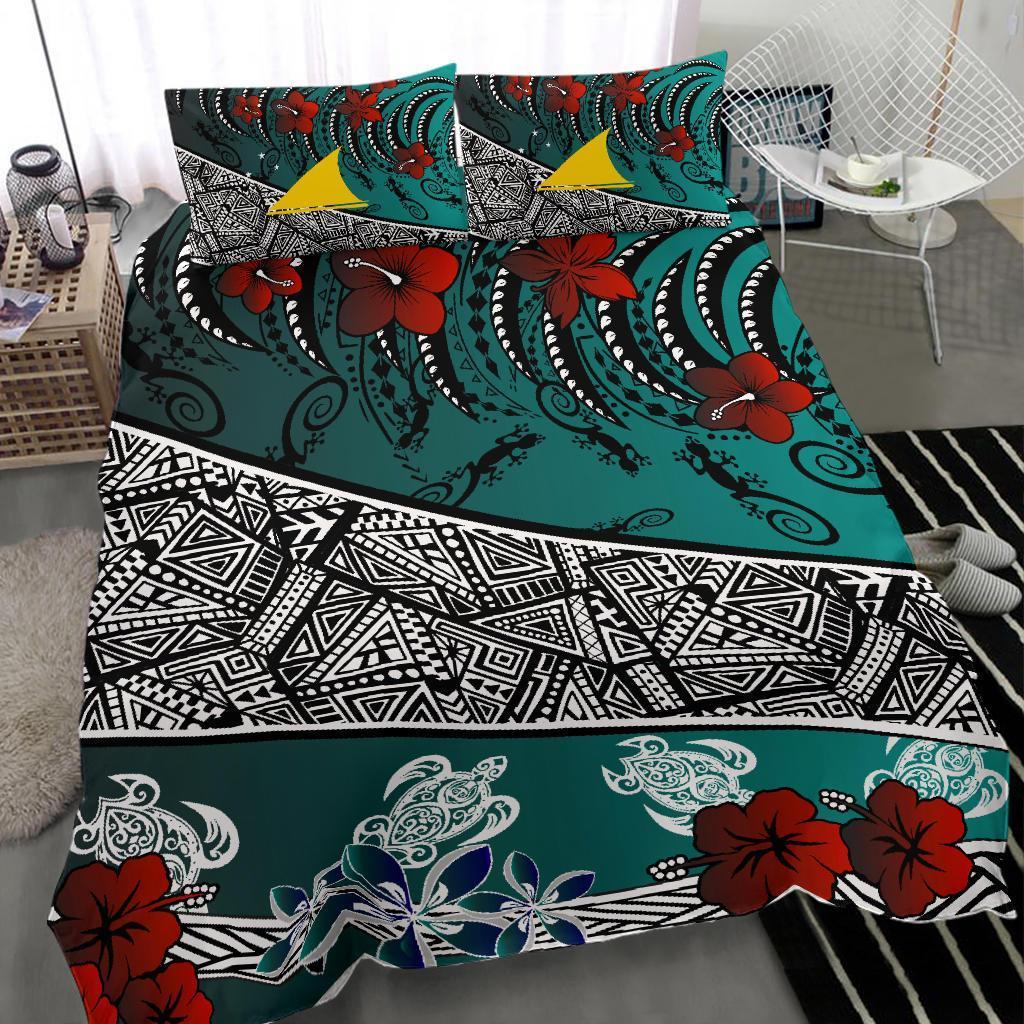 Tokelau Polynesian Bedding Set - Lizard And Turtle Green - Vibe Hoodie Shop