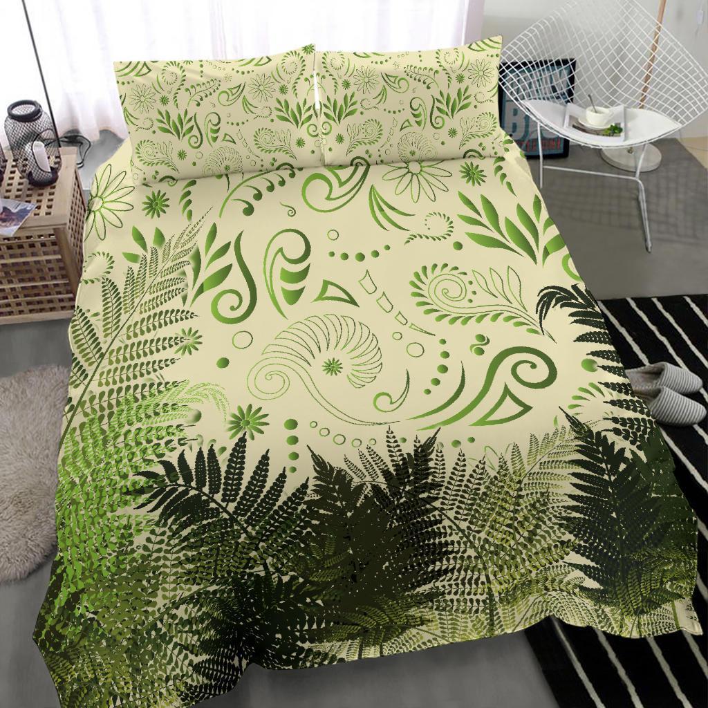 New Zealand Bedding Set Silver Fern Aotearoa Vibes - Beige - Vibe Hoodie Shop