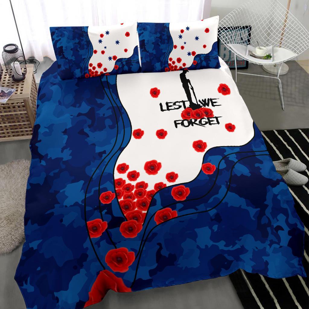 ANZAC Lest We Forget Bedding Set - Australian Flag Blue - - Vibe Hoodie Shop