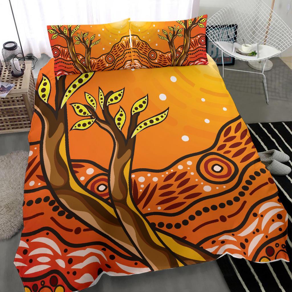 Aboriginal Bedding Set - Tree On The Hill - Vibe Hoodie Shop