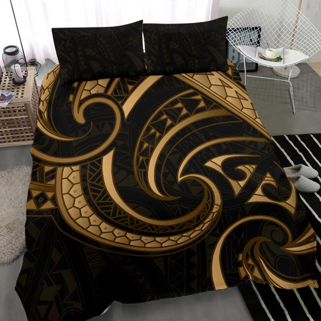 New Zealand Maori Mangopare Bedding Set Polynesian - Gold - Vibe Hoodie Shop