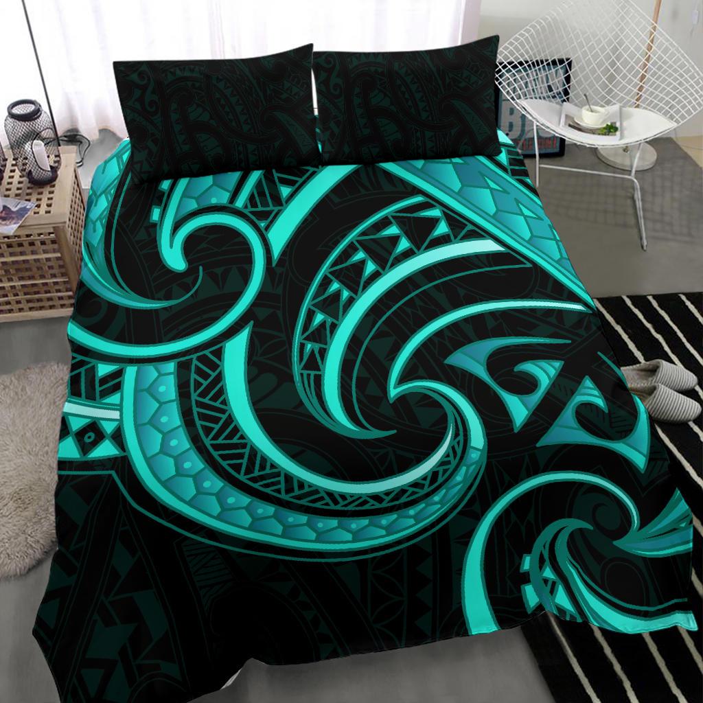 New Zealand Maori Mangopare Bedding Set Polynesian - Turquoise - Vibe Hoodie Shop