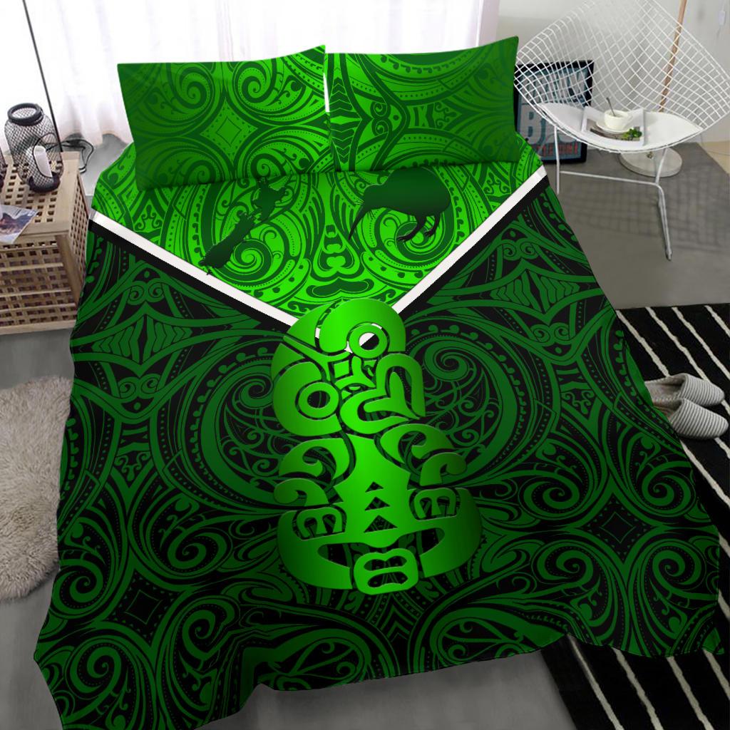 New Zealand Maori Rugby Bedding Set Pride Version - Green - Vibe Hoodie Shop
