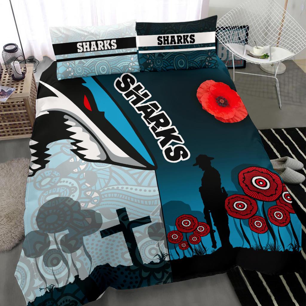 Sharks Bedding Set Cronulla ANZAC Day - Vibe Hoodie Shop