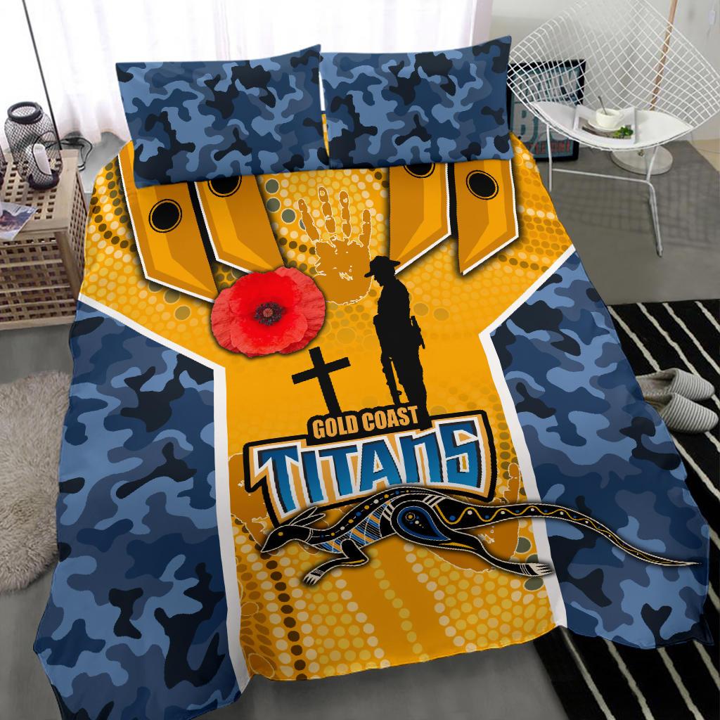 Titans Bedding Set Gold Coast ANZAC Day Armor Version - Vibe Hoodie Shop