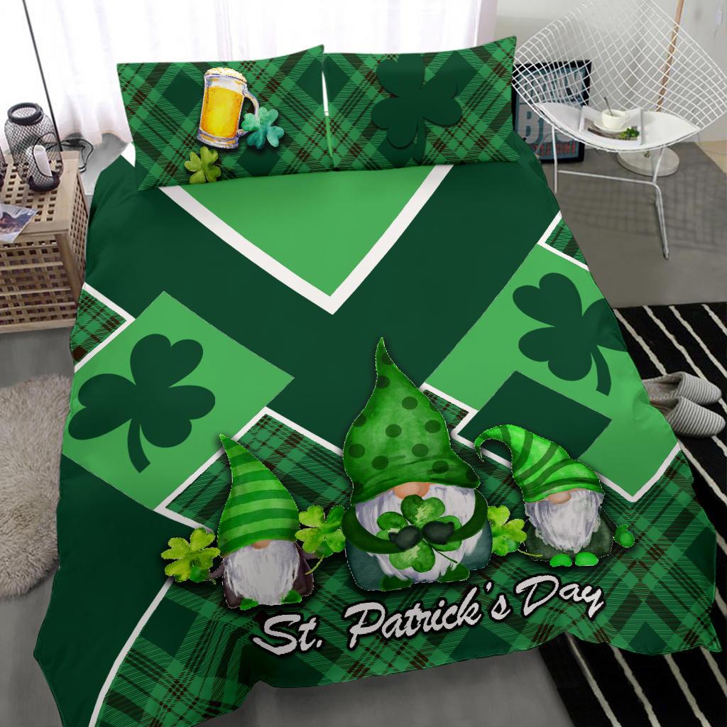 St. Patrick Day Ireland Gnome Bedding Set Shamrock - Vibe Hoodie Shop