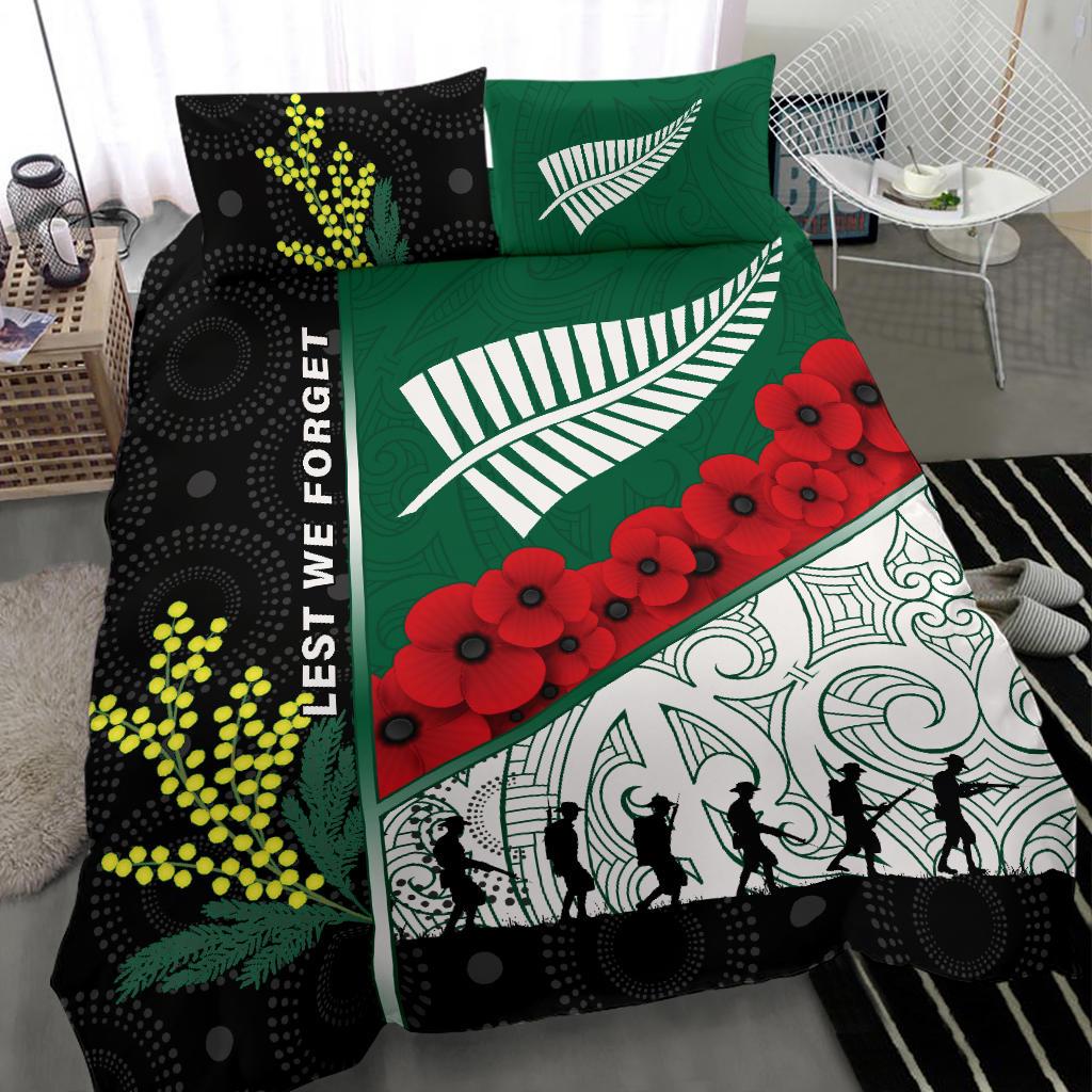 ANZAC Day - Lest We Forget Bedding Set Australia Indigenous and New Zealand Maori - Vibe Hoodie Shop