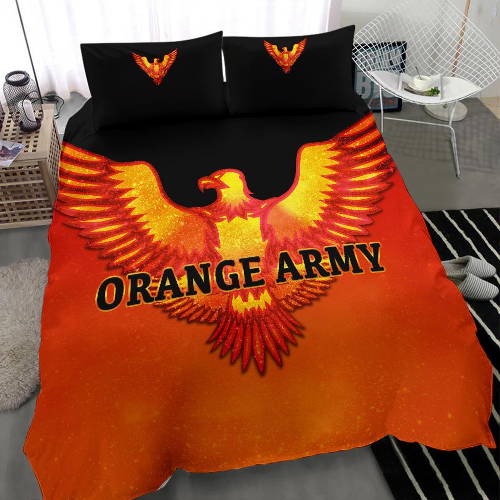 Sunrisers Hyderabad Orange Army Bedding Set Cricket Sporty Style - Vibe Hoodie Shop