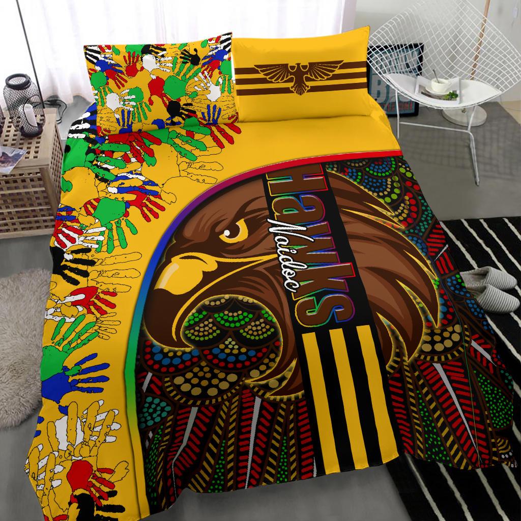 Pride Hawks Bedding Set Hawthorn NAIDOC Week Aboriginal Version Special - Vibe Hoodie Shop