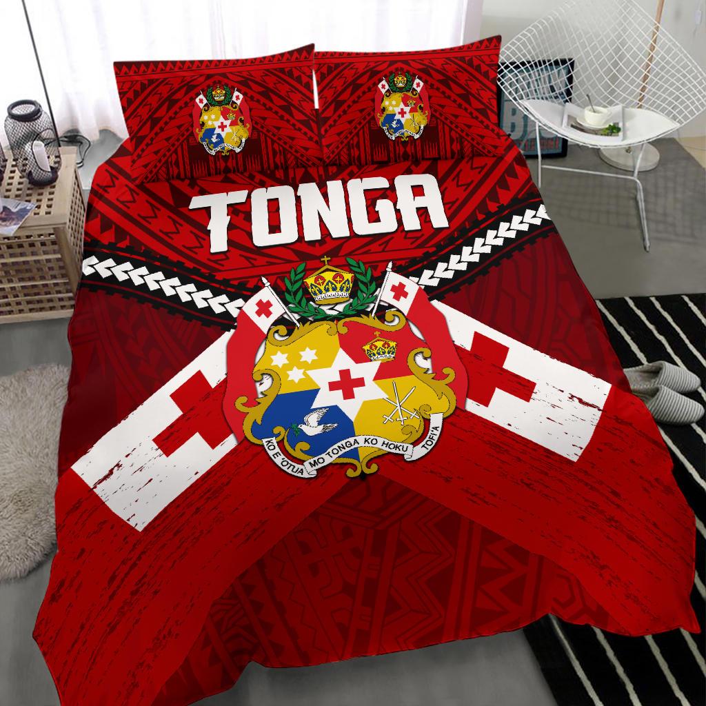 Tonga Rugby Bedding Set Polynesian Tattoo Seashore - Vibe Hoodie Shop
