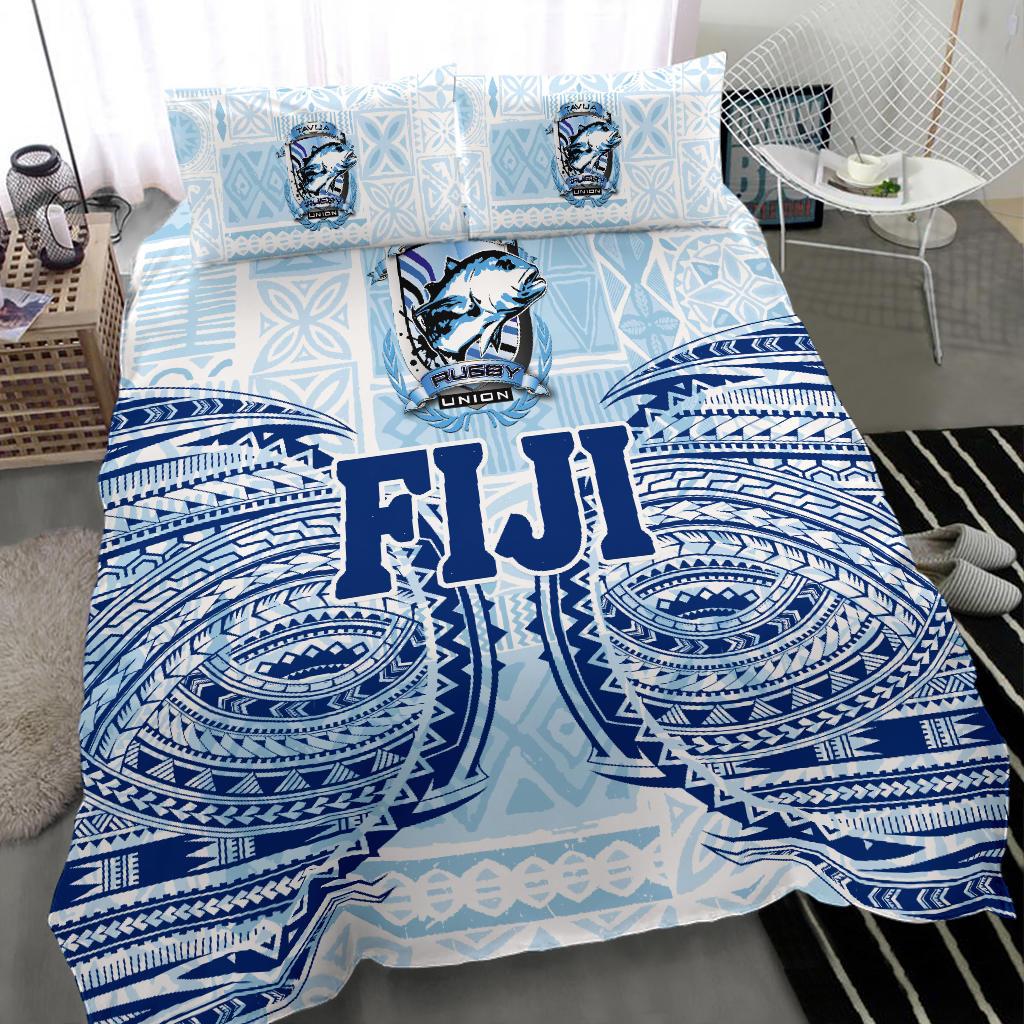 Fiji Tavua Rugby Tapa Bedding Set Polynesian Blue - Vibe Hoodie Shop