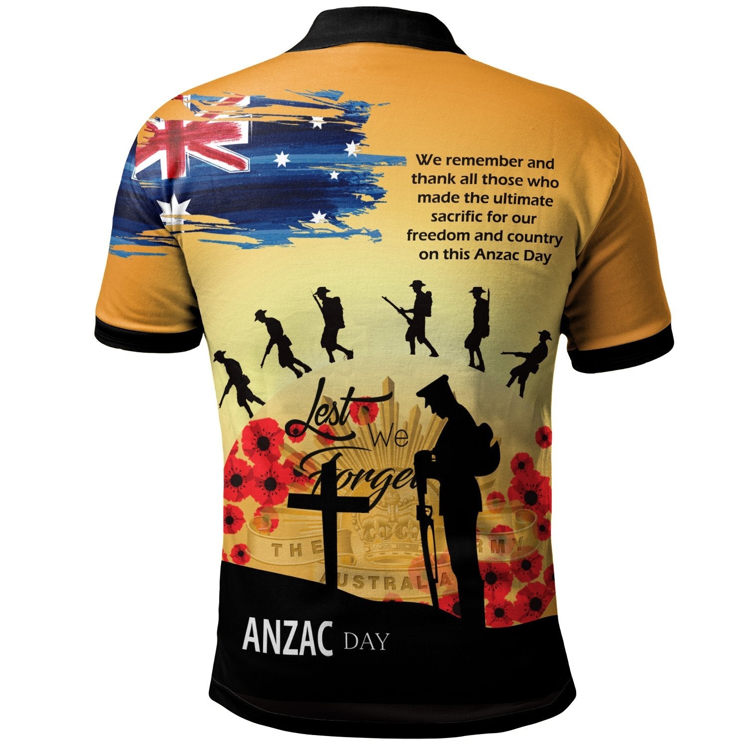 ANZAC Day Polo Shirt - Lest We Forget - Vibe Hoodie Shop