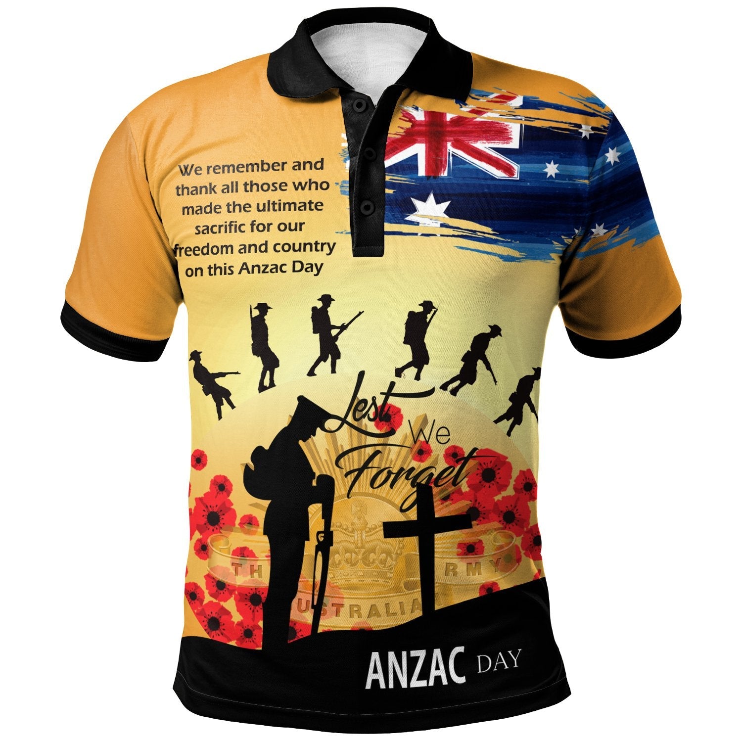 ANZAC Day Polo Shirt - Lest We Forget - Vibe Hoodie Shop