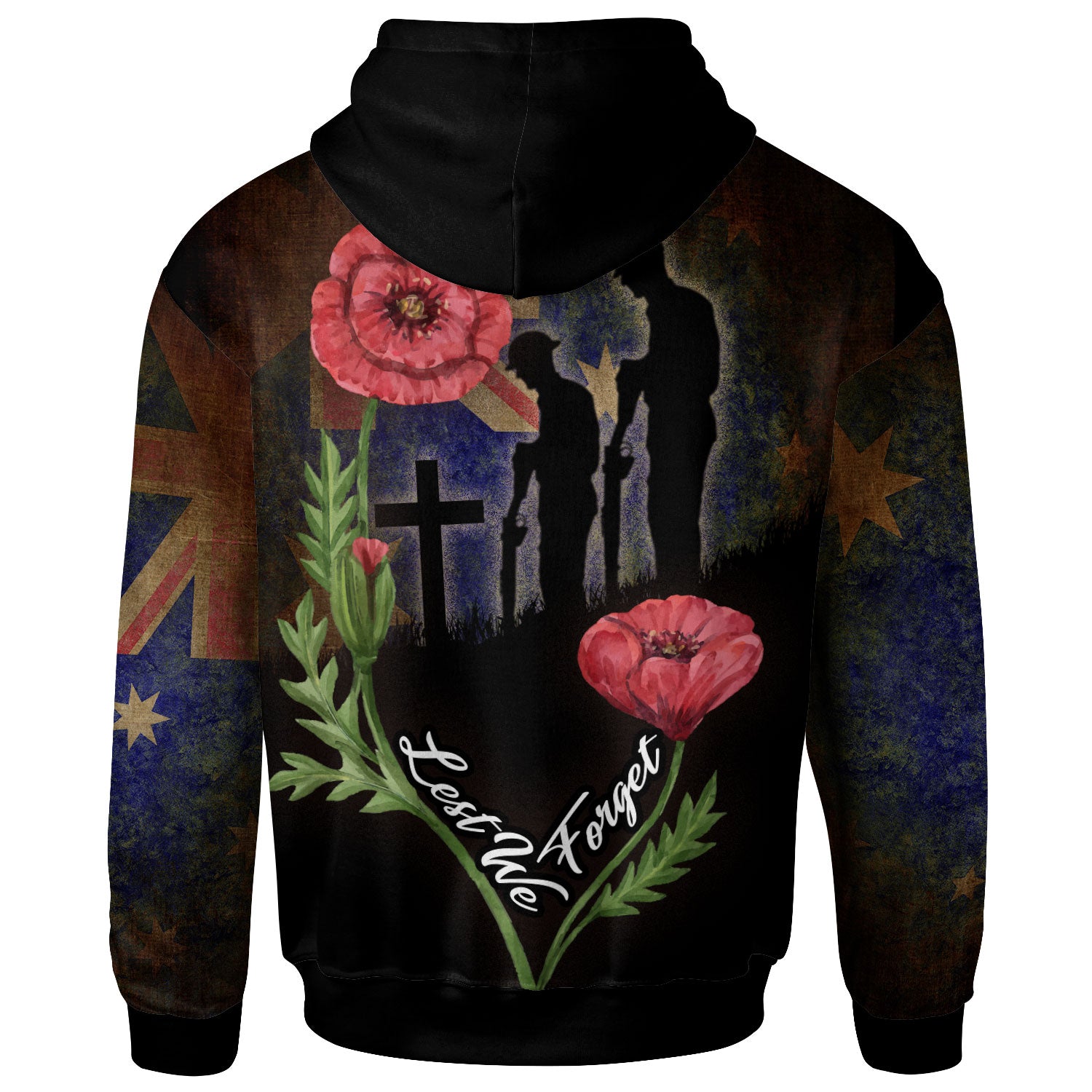 Australia Anzac Day Hoodie - Custom Lest We Forget With Poppies Flowers Watercolor Style Hoodie - Vibe Hoodie Shop
