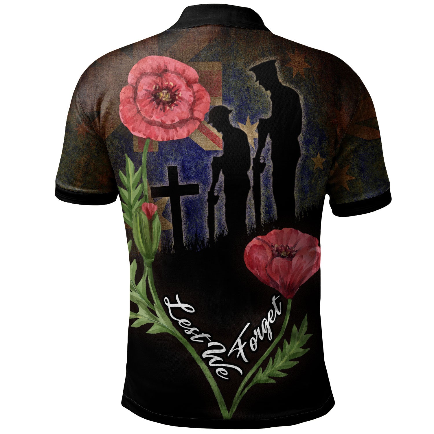 Australia Anzac Day Polo Shirt - Custom Lest We Forget With Poppies Flowers Watercolor Style Polo Shirt - Vibe Hoodie Shop