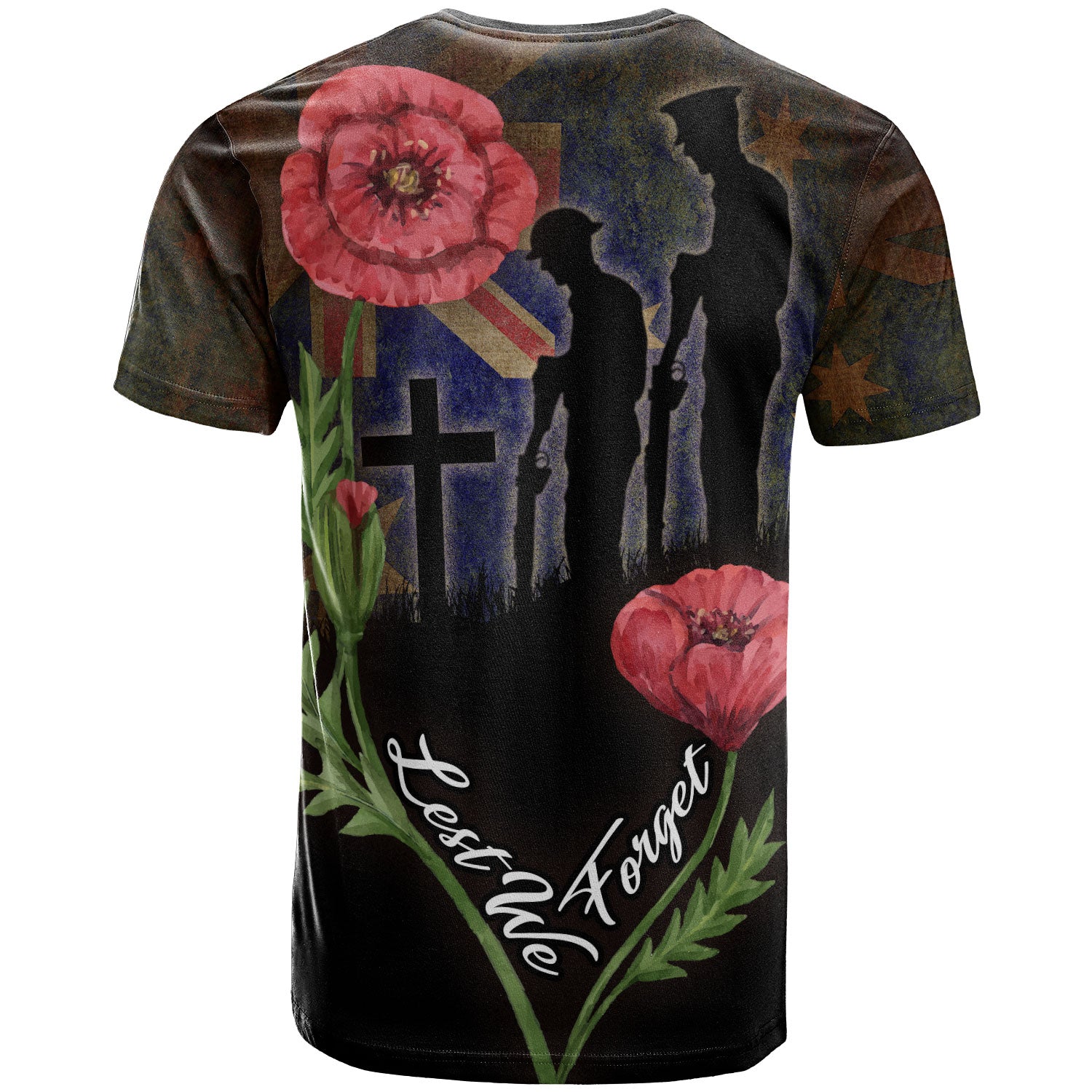 Australia Anzac Day T-shirt - Custom Lest We Forget With Poppies Flowers Watercolor Style T-shirt - Vibe Hoodie Shop