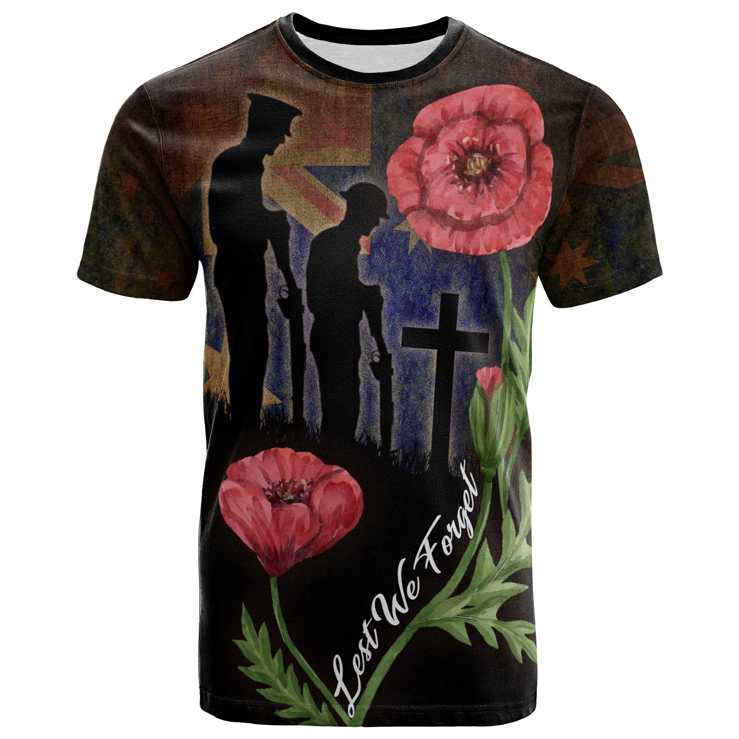 Australia Anzac Day T-shirt - Custom Lest We Forget With Poppies Flowers Watercolor Style T-shirt - Vibe Hoodie Shop