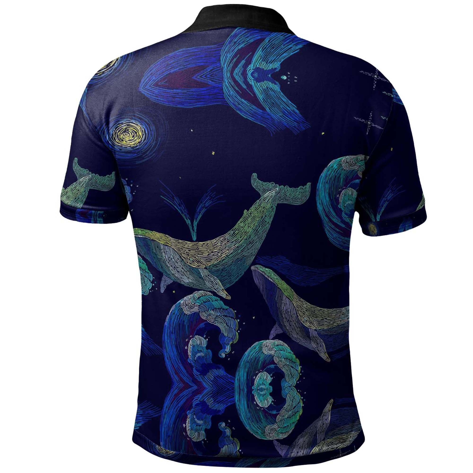 Aboriginal Polo Shirt - Australia Deep Sea Blue Whale - RLT20 - Vibe Hoodie Shop