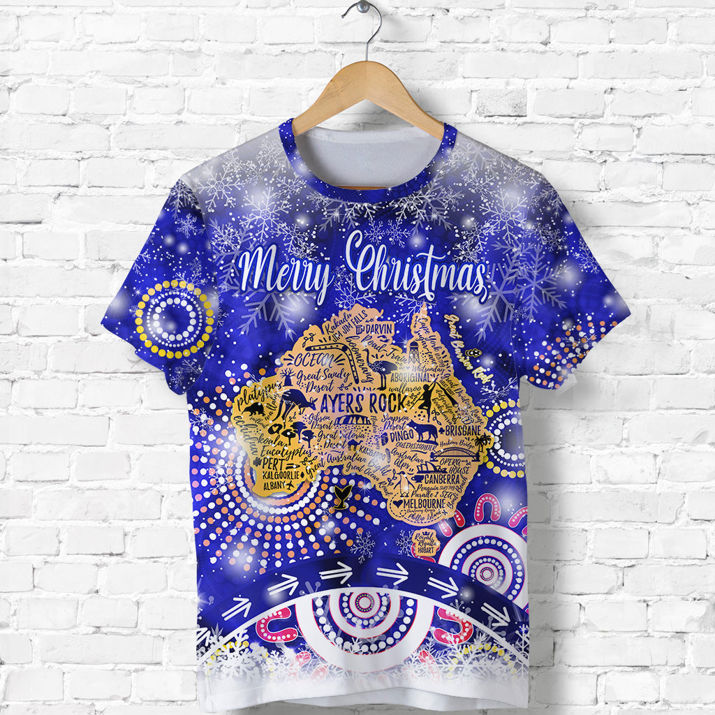Australia Map Christmas T shirt Original Style - Blue - Vibe Hoodie Shop