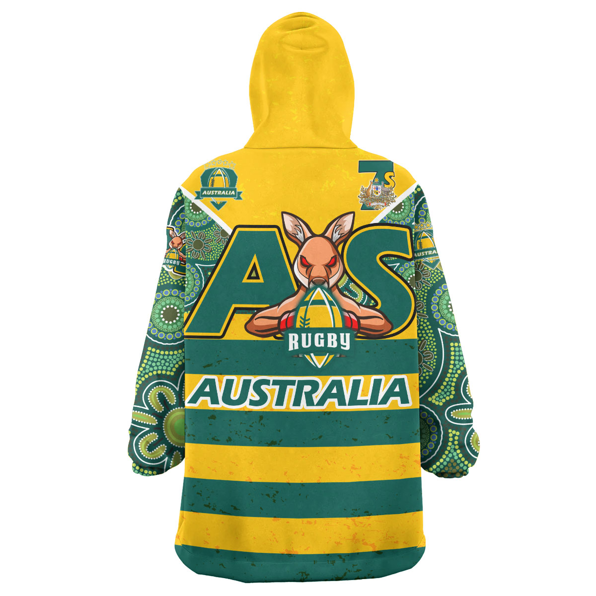 Australian Rugby Sevens Men's Squad Snug Hoodie - Custom Kangaroo Mascot Rugby Aboriginal Lines Style Wearable Blanket Hoodie - Vibe Hoodie Shop