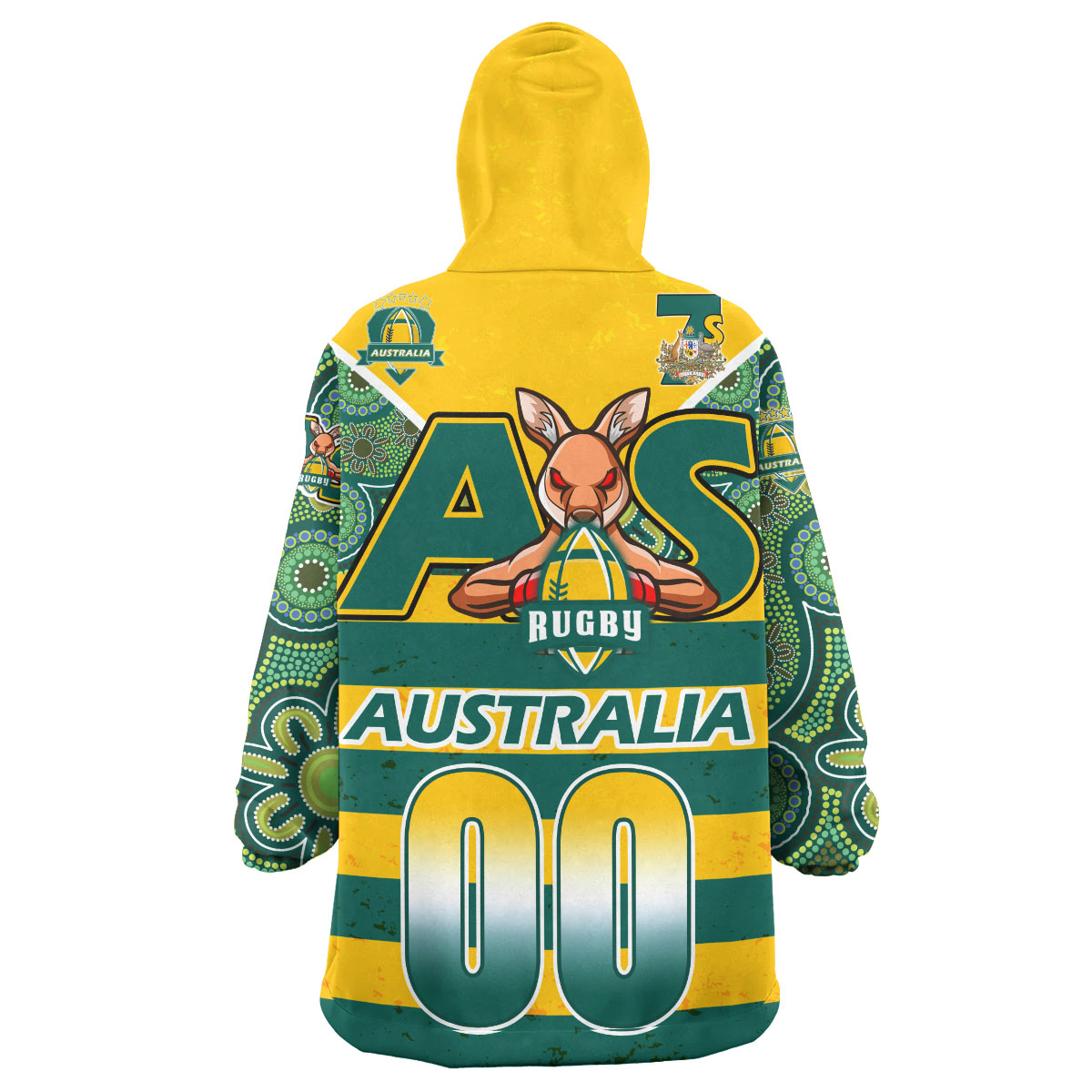 Australian Rugby Sevens Men's Squad Snug Hoodie - Custom Kangaroo Mascot Rugby Aboriginal Lines Style Wearable Blanket Hoodie - Vibe Hoodie Shop