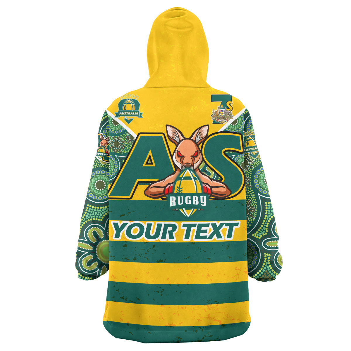Australian Rugby Sevens Men's Squad Snug Hoodie - Custom Kangaroo Mascot Rugby Aboriginal Lines Style Wearable Blanket Hoodie - Vibe Hoodie Shop