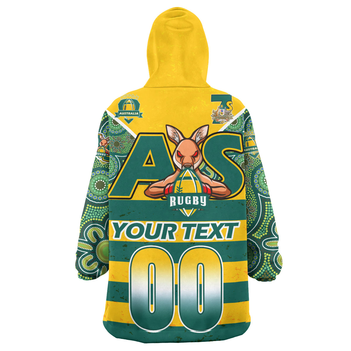 Australian Rugby Sevens Men's Squad Snug Hoodie - Custom Kangaroo Mascot Rugby Aboriginal Lines Style Wearable Blanket Hoodie - Vibe Hoodie Shop