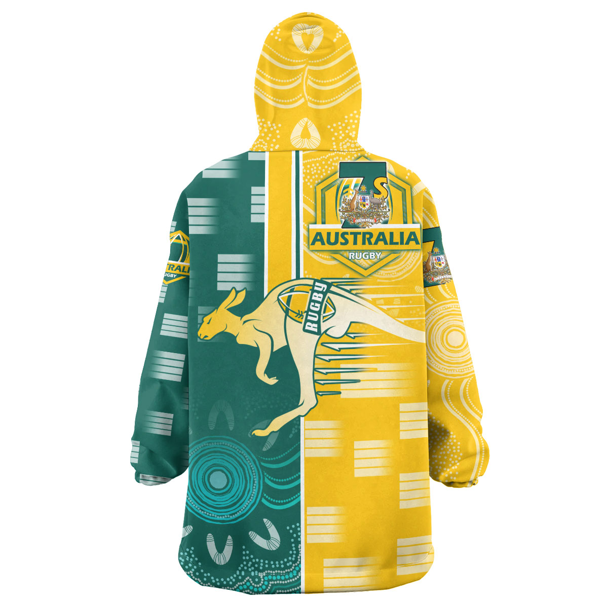 Australian Rugby Sevens Men's Squad Snug Hoodie - Custom Kangaroo Rugby Sport Aboriginal Patterns Wearable Blanket Hoodie - Vibe Hoodie Shop