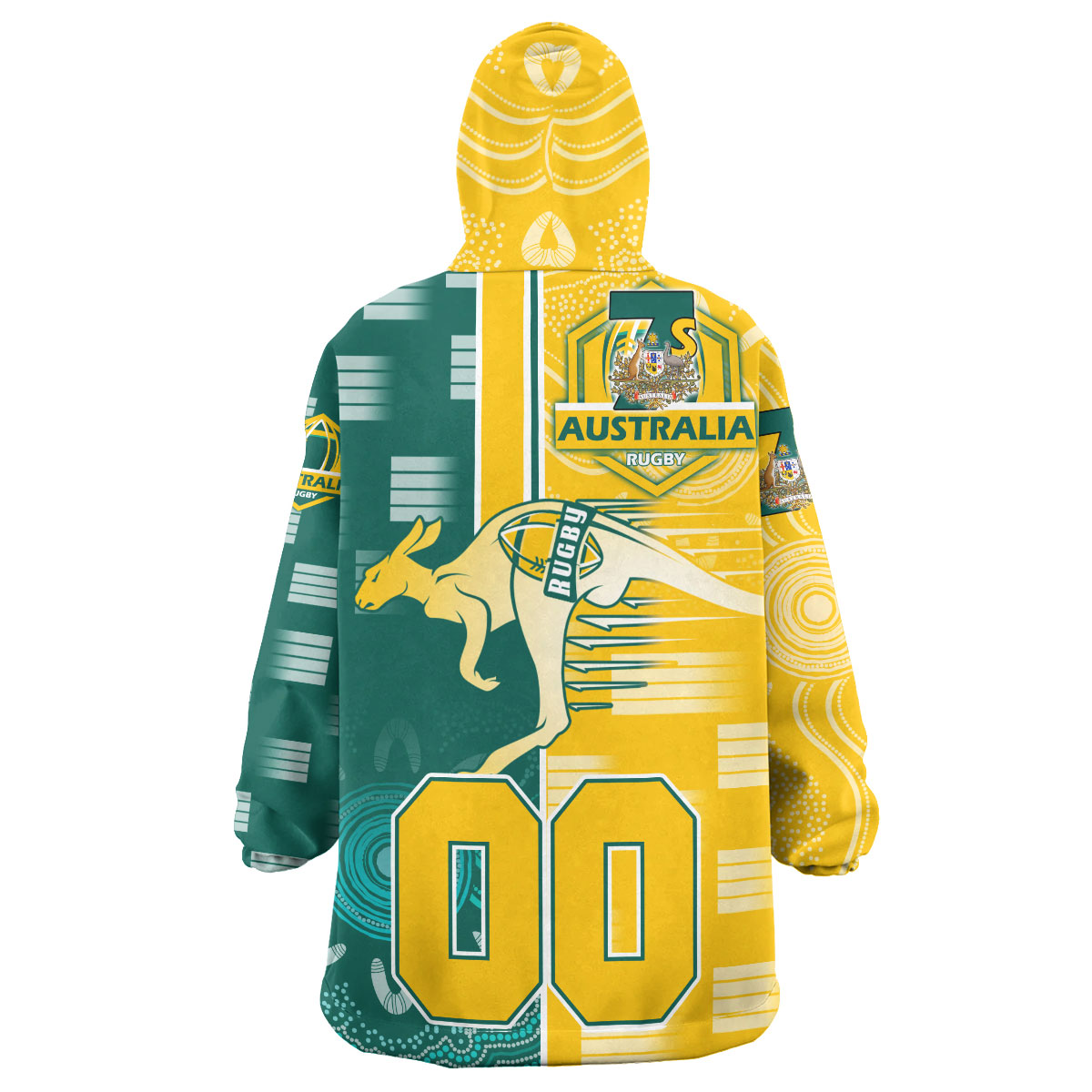 Australian Rugby Sevens Men's Squad Snug Hoodie - Custom Kangaroo Rugby Sport Aboriginal Patterns Wearable Blanket Hoodie - Vibe Hoodie Shop