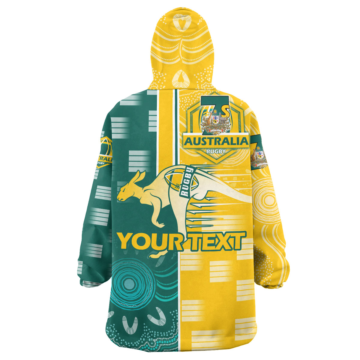Australian Rugby Sevens Men's Squad Snug Hoodie - Custom Kangaroo Rugby Sport Aboriginal Patterns Wearable Blanket Hoodie - Vibe Hoodie Shop