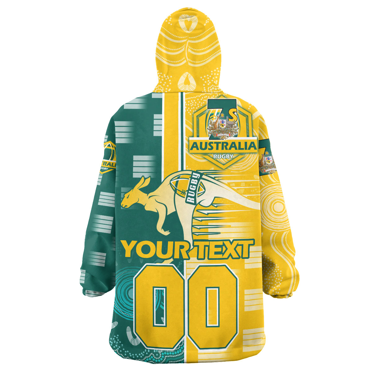 Australian Rugby Sevens Men's Squad Snug Hoodie - Custom Kangaroo Rugby Sport Aboriginal Patterns Wearable Blanket Hoodie - Vibe Hoodie Shop
