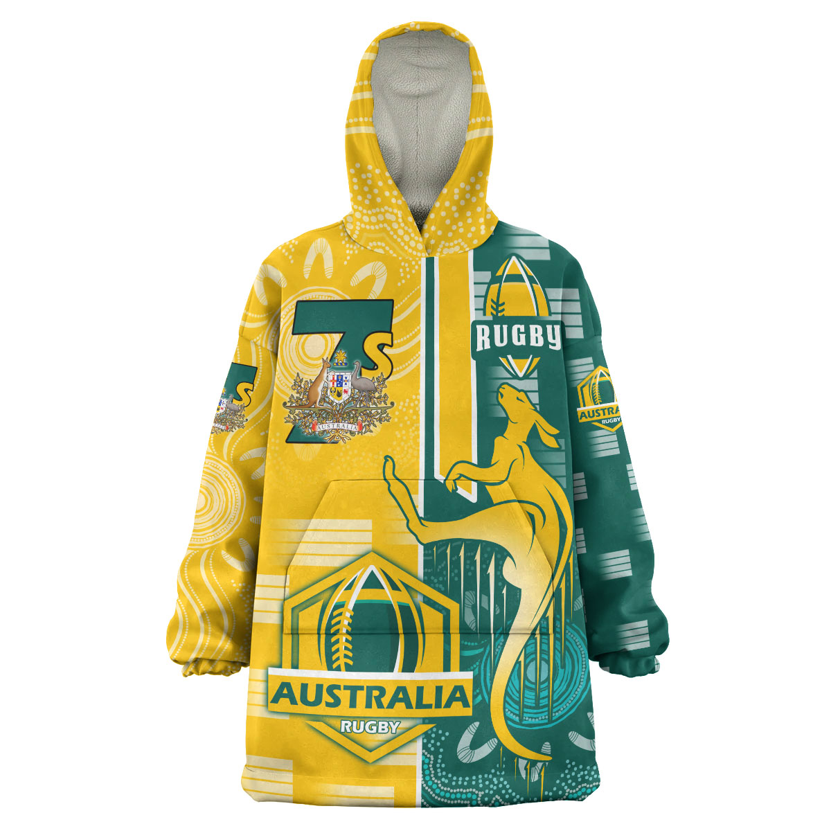 Australian Rugby Sevens Men's Squad Snug Hoodie - Custom Kangaroo Rugby Sport Aboriginal Patterns Wearable Blanket Hoodie - Vibe Hoodie Shop