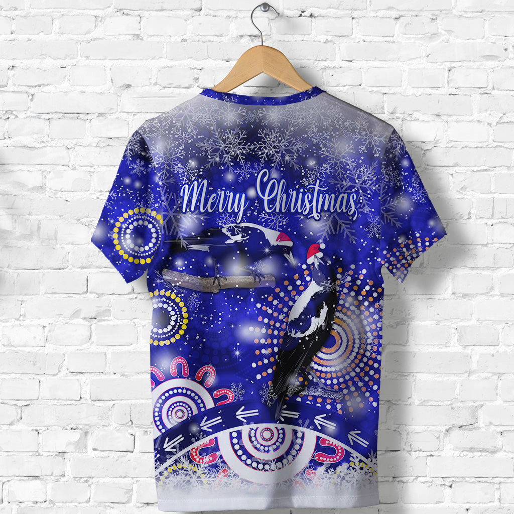 Australian Magpies Christmas T shirt Original Style - Blue - Vibe Hoodie Shop