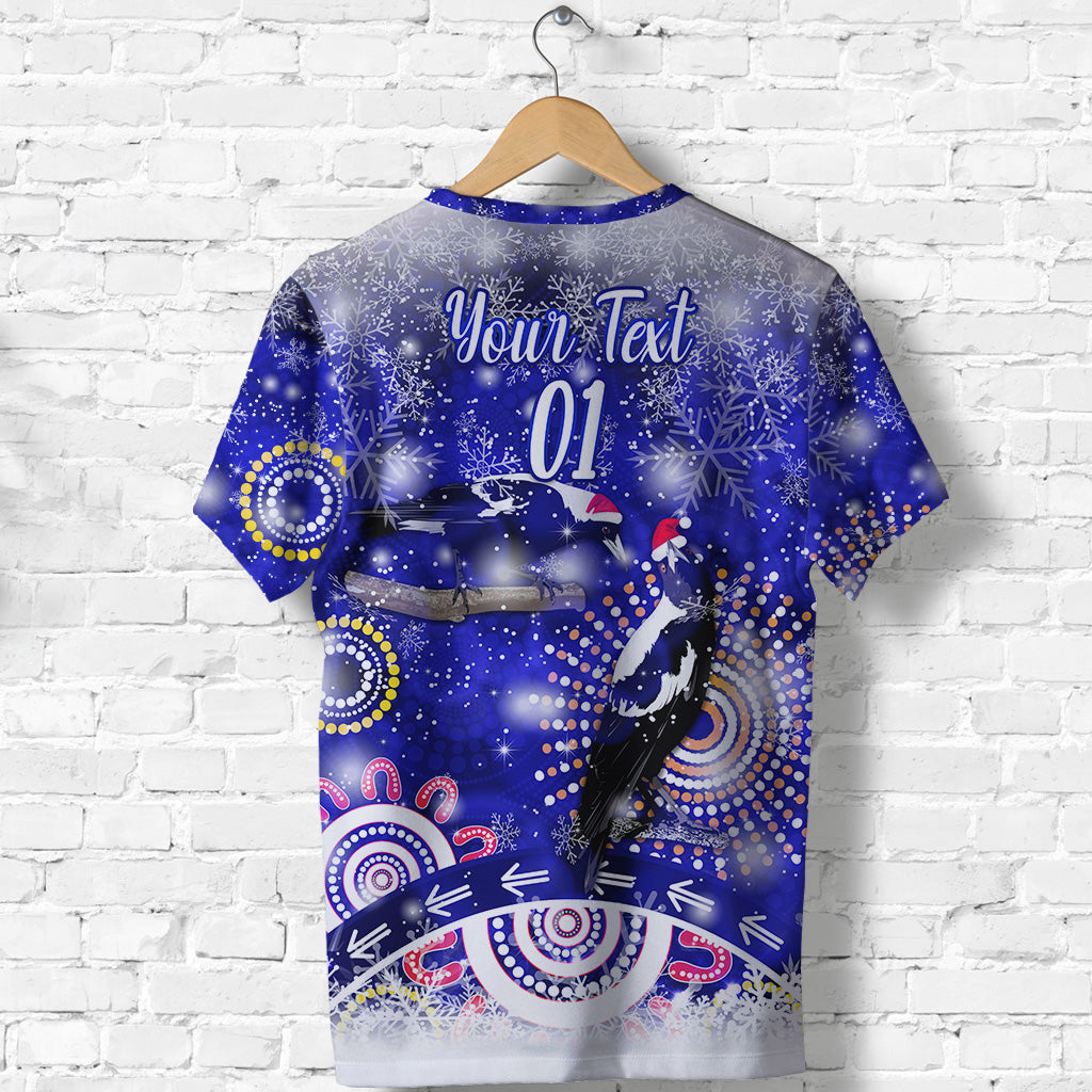 (Custom Personalised) Australian Magpies Christmas T shirt Original Style - Blue - Vibe Hoodie Shop