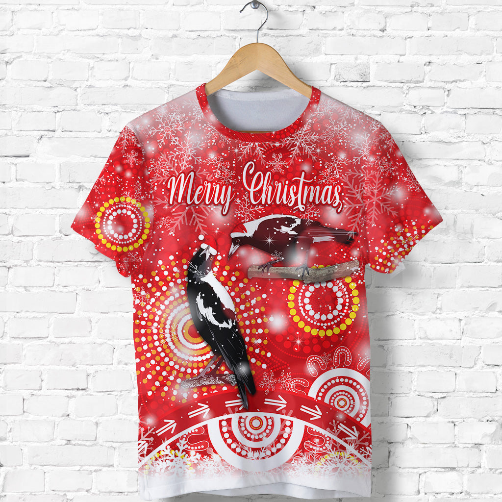 (Custom Personalised) Australian Magpies Christmas T shirt Original Style - Red - Vibe Hoodie Shop