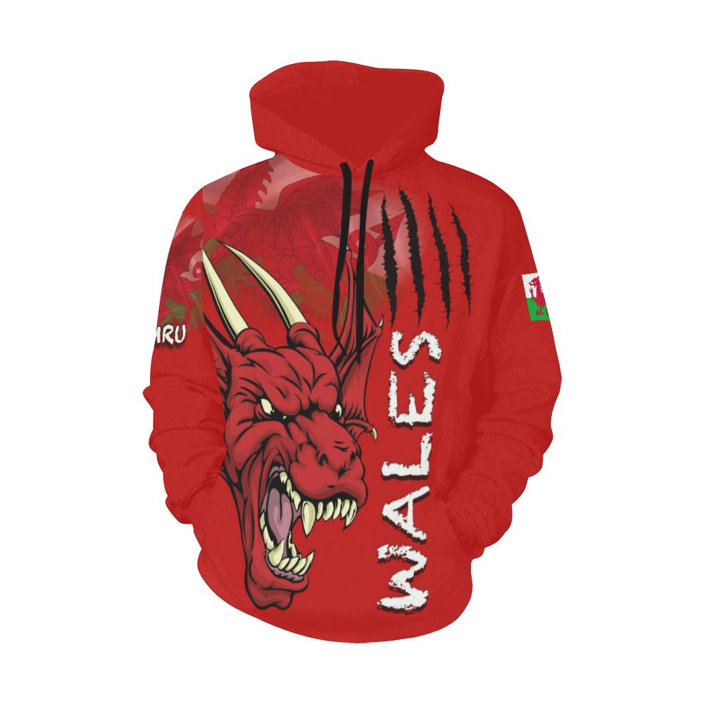 Wales Hoodie Cymru Dragon All Over Hoodie Flag - Vibe Hoodie Shop