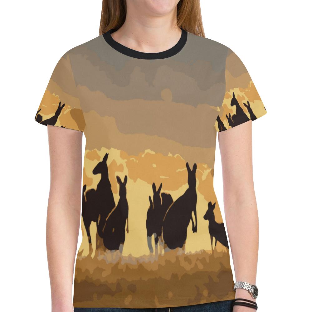 T shirt - Kangaroo T shirt Family Sunset Painting Ver02A - Unisex - Vibe Hoodie Shop